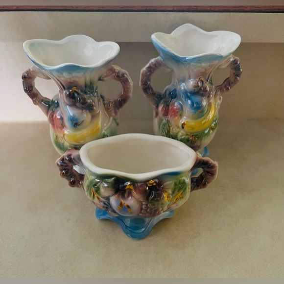 unknown Other - Vtg 3 pc’s Ceramic/ Porcelain Multicolor Vase’s